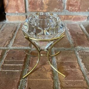PartyLite Solitaire Crystal & Brass Candle Holder